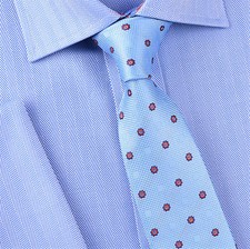 Light Blue Polka Dot 3" Skinny Woven Tie Red Daisy Floral Designer Party Fashion