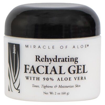 Rehydrating Facial Gel 2 Ounce jar with 90% UltraAloe Non-greasy and safe