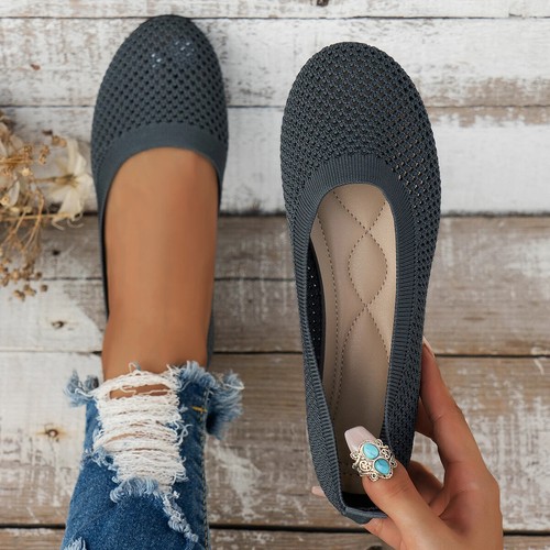 Zapatillas planas de ballet casuales transpirables de punto para mujer - Imagen 23 de 32