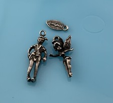 Vintage Walt Disney Peter Pan Sterling Silver Tinker Bell Charms For Bracelet