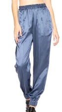 Fleur Du Mal caspian blue silk track pants with elasticized waist jogger S
