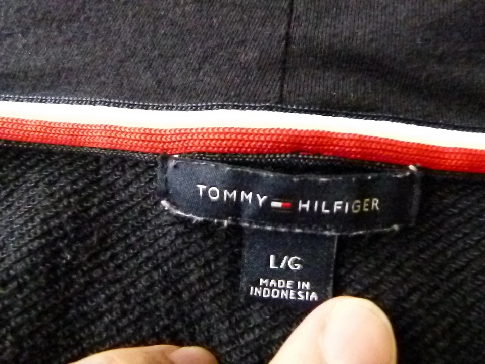 Женская толстовка с капюшоном Tommy Hilfiger на молнии темно-синяя хлопковая смесь размер L большой - Изображение 3 из 4