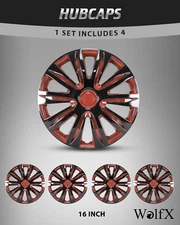 4PCS Black & Red Lacquer 16" Wheel Rim Covers for Nissan Altima Snap On Hub Caps