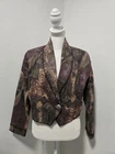 90s RHONDA STARK BROWN/GRAY/MAROON PRINT WESTERN CROP JACKET SZ S
