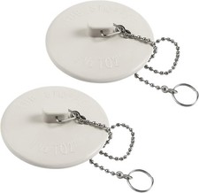 2 Packs Tub Stopper, Bathtub Stoppers with 15" Stainless Steel Beaded Chain, Rub