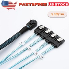 New Internal HDD Mini SAS Cable SFF-8643 To 4 SATA Connect to Hard Drive 1M US