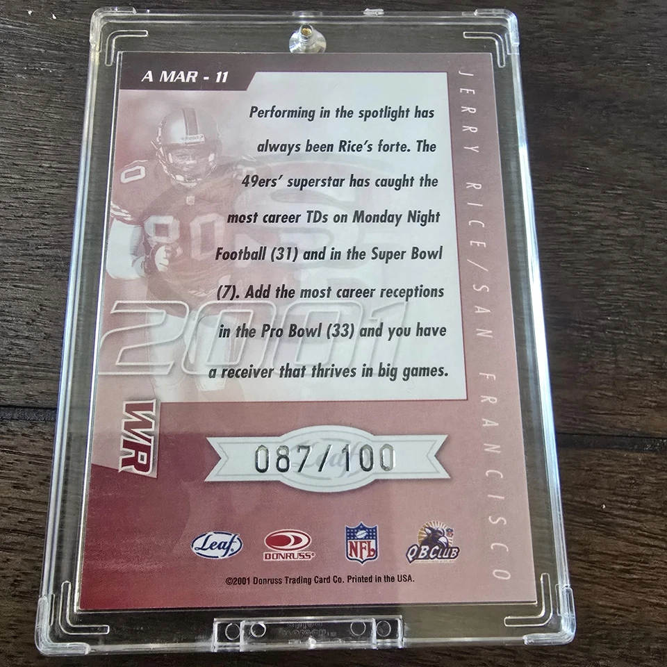 2001 Leaf Quantum Jerry Rice Auto 087/100 Rare! A MAR-11 - Image 2 of 2