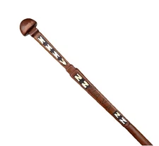 Vintage Antique Java Mother Pearl Wood Knob Swagger Walking Stick Cane 37”L Old