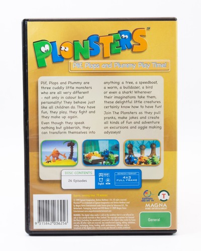 Plonsters Plif Plops & Plummy Play Time! DVD Vintage 1999 TV Region 4 Like New - Picture 2 of 3