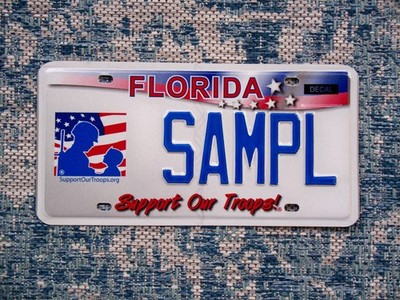 2009 Florida Support Our Troops Sample License Plate Mint Cond US Veteran