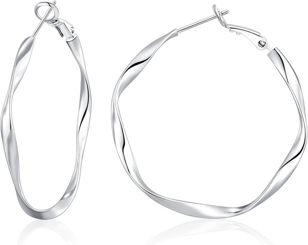 Creolen 925 Sterling Silber Hypoallergen Damen 30-60Mm Schmuck FüR Frauen-image