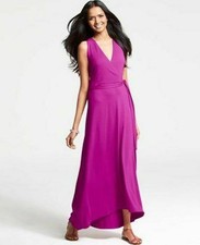 Ann Taylor Magenta Crossover Maxi Dress, size LP, NWT
