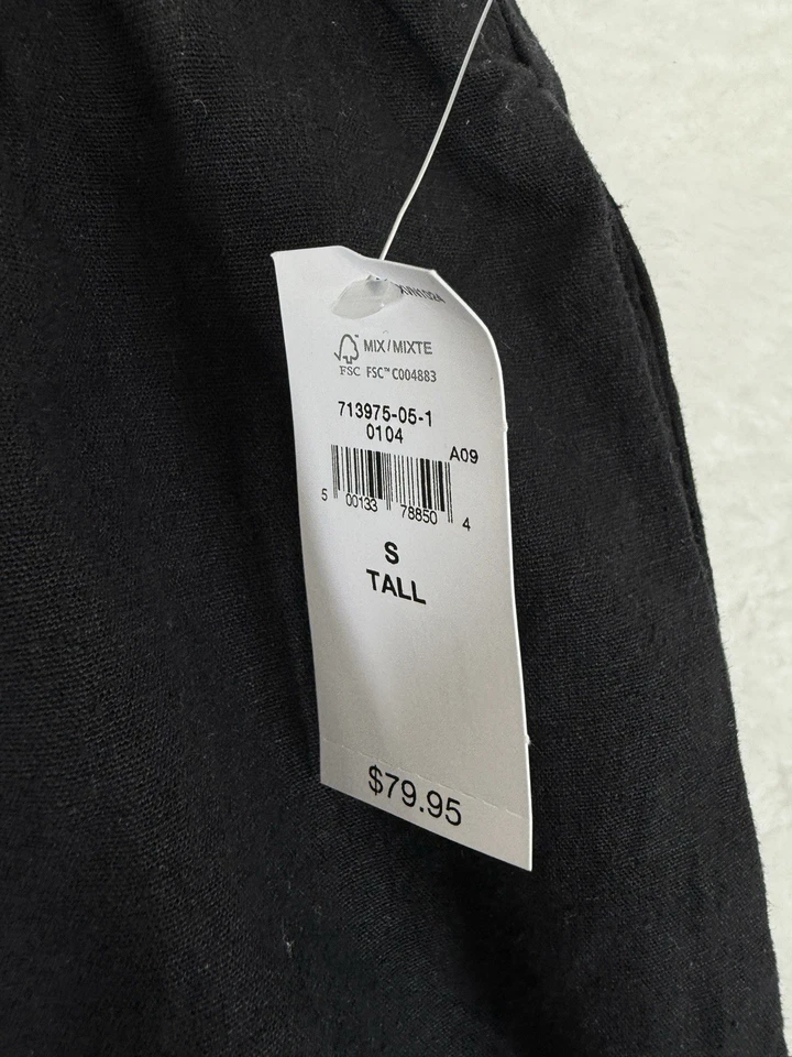 Pantalones de lino Gap Easy de pierna ancha pequeños altos para mujer negros nuevos con etiquetas Foto 3 de 4