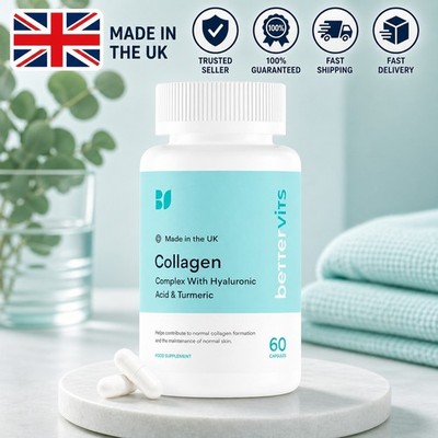 BetterVits Kollagen Komplex mit Hyaluronsäure & Kurkuma 60 Kapseln
