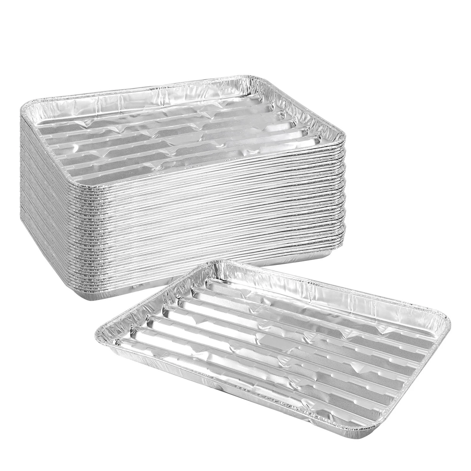40 Pack Disposable Aluminum Broiler Pan 13 x 9 x 1 inch Aluminum Foil Grill P...