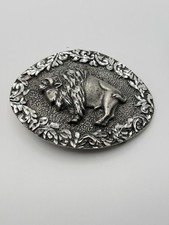 Vintage EGE American Bison Pewter Western Belt Buckle Buffalo 1993 Made In USA