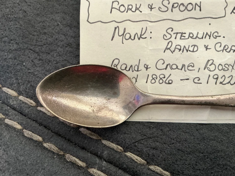 RAND & CRANE Sterling Silver Baby/Child Set Spoon & Fork SUSAN SHELL DESIGN 26gr - Image 2 of 4