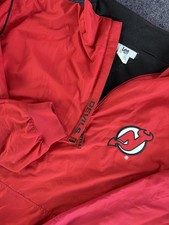 VTG New Jersey Devils NHL Anorak Jacket Mens 2XL Red Lee Sport