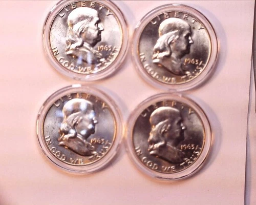 (4) 1963-D Silver Franklin Half Dollar  Choice BU- Very Nice,*Silver on the Rise