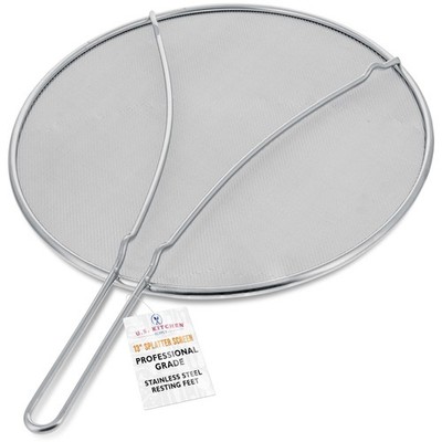 Stainless Steel Splatter Guard 13'' Fine Mesh Cover, Grease & Oil, Splatter Sc...