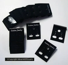 100 BLACK acrylic earring display cards pierced clip on jewelry display JD038B