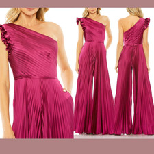 NWD IEENA MAC DUGGAL  6  27458 One Shoulder Charmeuse Pleated Jumpsuit S1665