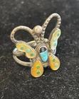 Vintage Zuni Butterfly Ring: Turquoise, Mother of Pearl, Sterling Silver