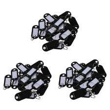 2X(60 Pcs Key ID Label Tags Split  Keyring Keychain Black M8R9)5531