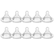 Silicone Nipple, Fast Flow Nipples for Wide Neck Bottles, 6 Months, 10 Count