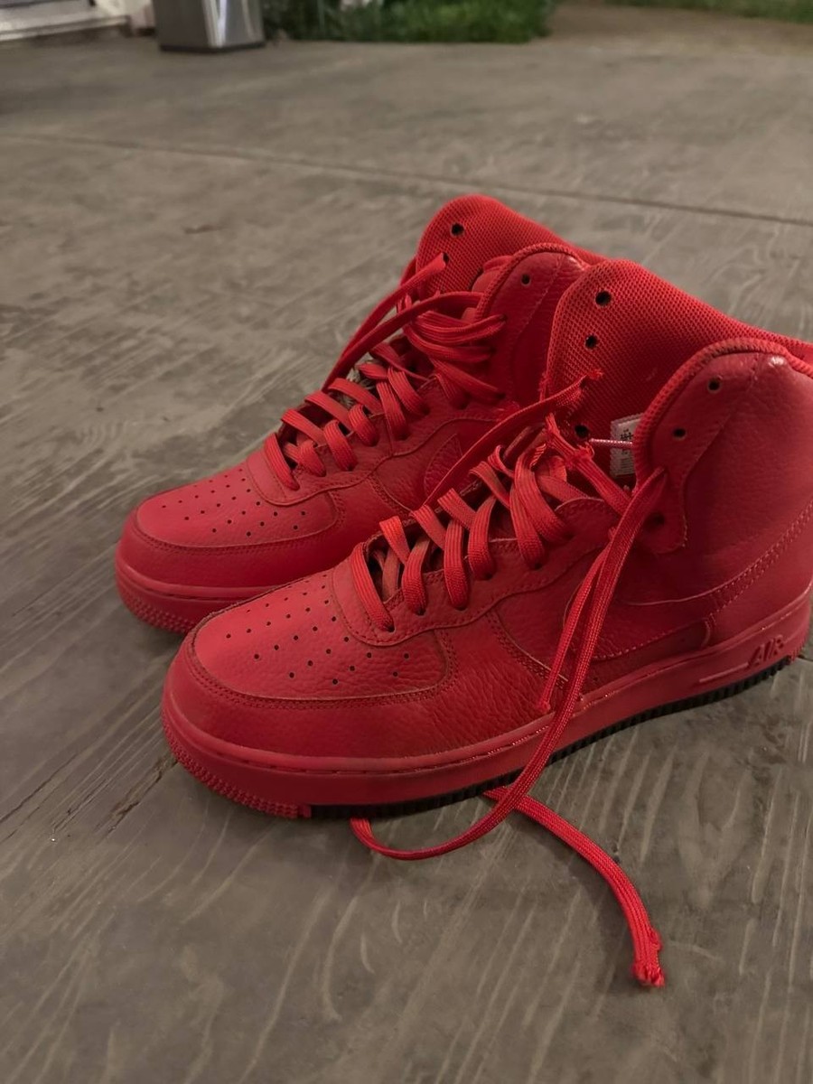 Nike Air Force 1 High Triple Red Men's Sneakers Leather All Red