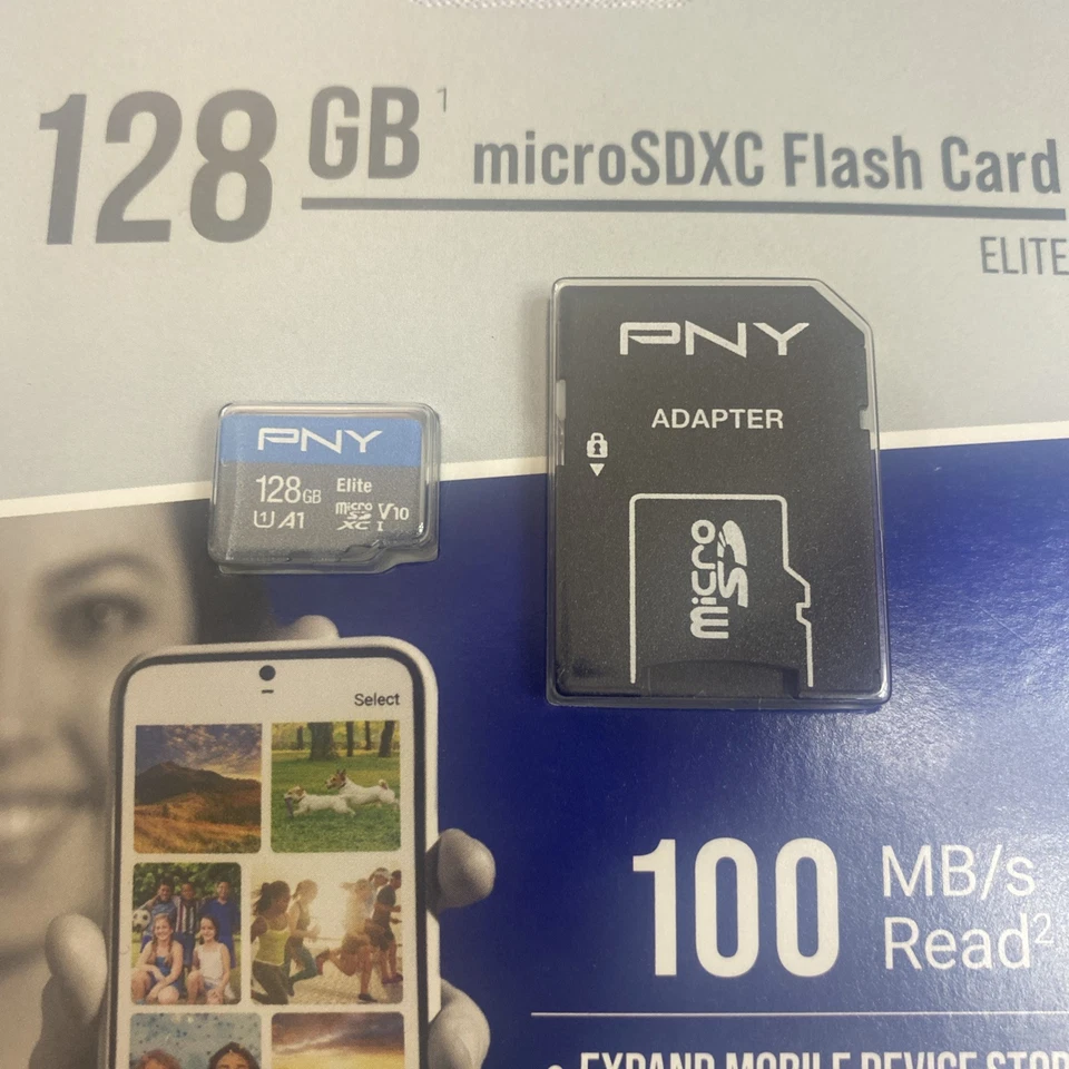 PNY Elite 128GB MicroSDXC Flash Memory Card w/ SD Adapter Class 10 U1 V10, A1 - Image 2 of 3