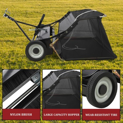 #ad US Lawn Sweeper Tow Behind Pull Behind Grass Leaf amp; Grass Collector Dumping Rope $217.61