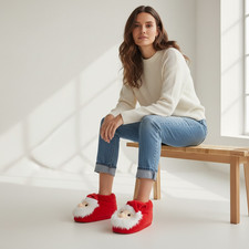 Snuggly Santa Holiday Slippers Women  s Soft Plush Christmas Slippers 5  9