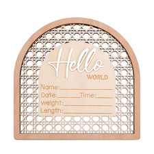 Hello World Newborn Sign, 5.5 Inch/14Cm Wooden Arched Baby Announcement Sign Bir