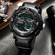 46MM ADDIESDIVE Military Quartz Diver Watch Men Silicone Waterproof Luminous NEW