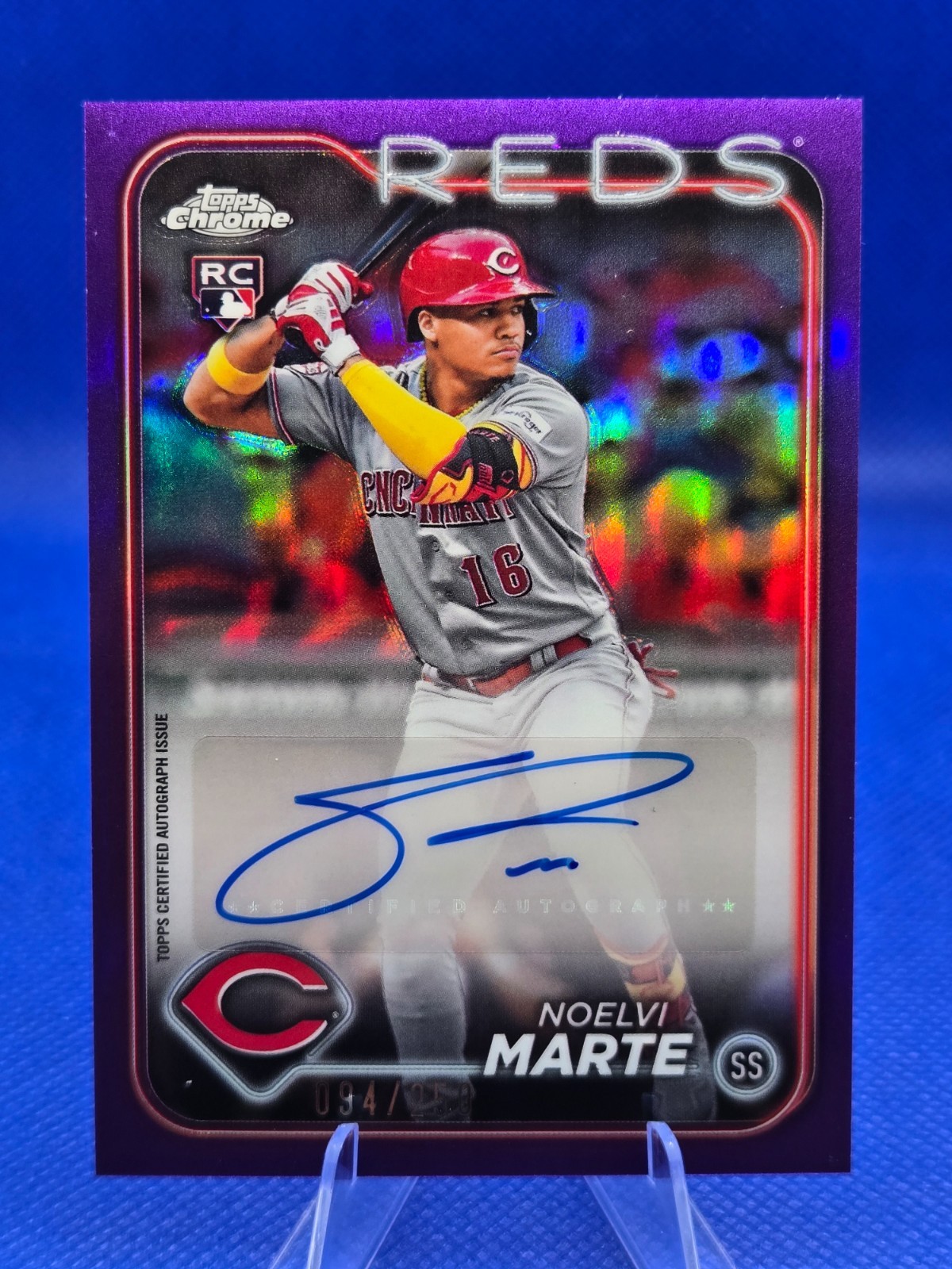 2024 Topps Chrome Update Noelvi Marte RC Purple Refractor Auto /250 #AC-NM