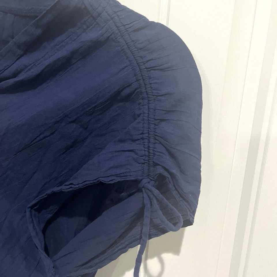 Lauren Ralph Lauren Cotton Crushed Tunic Cover-Up Dress Dark Navy XL Gauze - Image 4 of 4