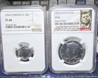 1964 Kennedy Accent Hair PF66 And 1964 Pointed 9 Dime PF68 Lot of 2* 90% Silver