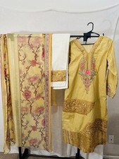 Pakistani designer embroidered lawn 3piece readymade Salwar kameez-size large 