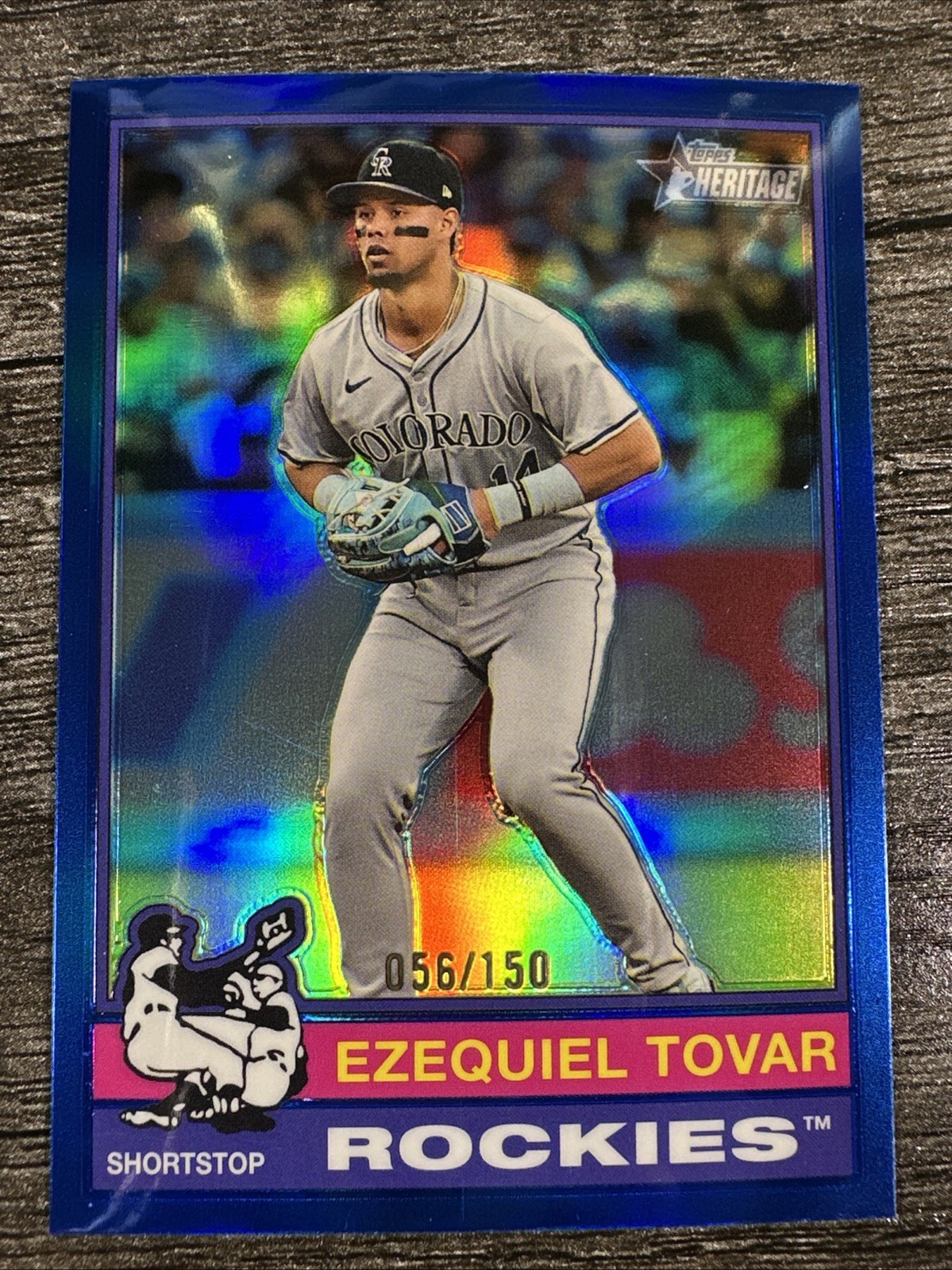 2025 Topps Heritage Ezequiel Tovar /150 Blue Chrome Rockies #14