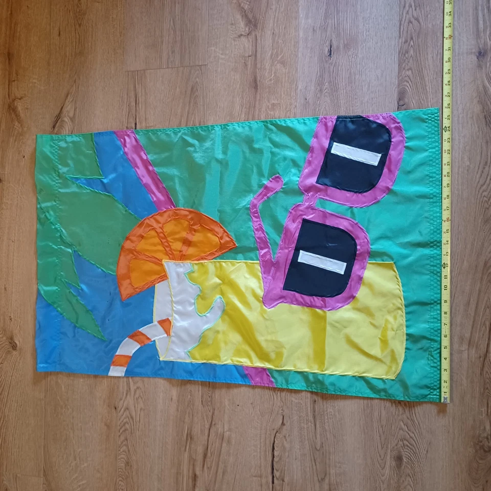 Juego de 7 banderas de jardín decorativas vintage años 90 vacaciones cumpleaños verano bienvenida Foto 3 de 4