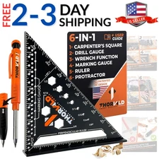 6-in-1 Carpenter Square 7 inch 1/16" Precision T Square Multi-Purpose Carpent...