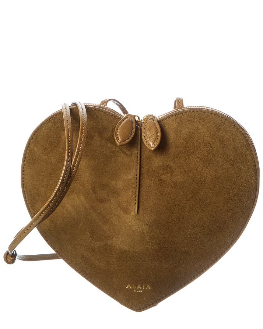 Alaïa Le Coeur Leather & Suede Crossbody Women's Brown