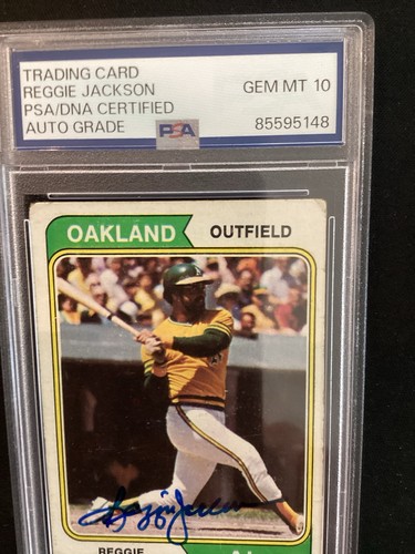 Reggie Jackson Signed 1974 Topps #130 HOF Baseball Card Autograph PSA/DNA Gem 10 - Picture 3 of 4