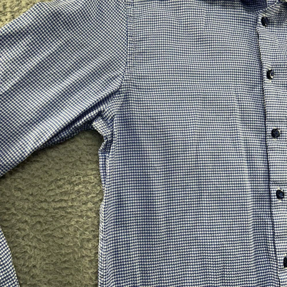 Camisa de vestir Christian Lacroix para hombre 14,5 pata de gallo azul blanco clásico de negocios Foto 3 de 4