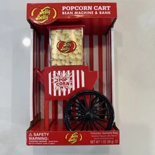 Jelly Belly Popcorn Cart Bean Machine & Bank w/ Sample Jelly Beans – NEW