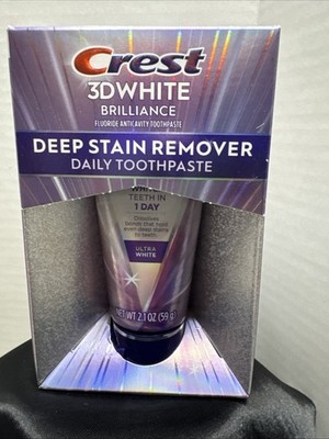 Crest 3D White Brilliance Toothpaste, Deep Stain Remover 2.1 Oz, Exp 10/2027+