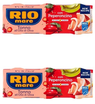 ( 2)RIO MARE TUNA CHUNKS IN OLIVE OIL WITH CHILI PEPPER 3X65GR 2X3X65G INCL.DUTY
