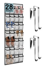 28 Compartment Over the Door Shoe Organizer, Breathable Mesh Large Shoe Rack ...