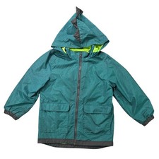 Carter's Dinosaur Spike Hood Rain Jacket Boys Size 7 Teal Green